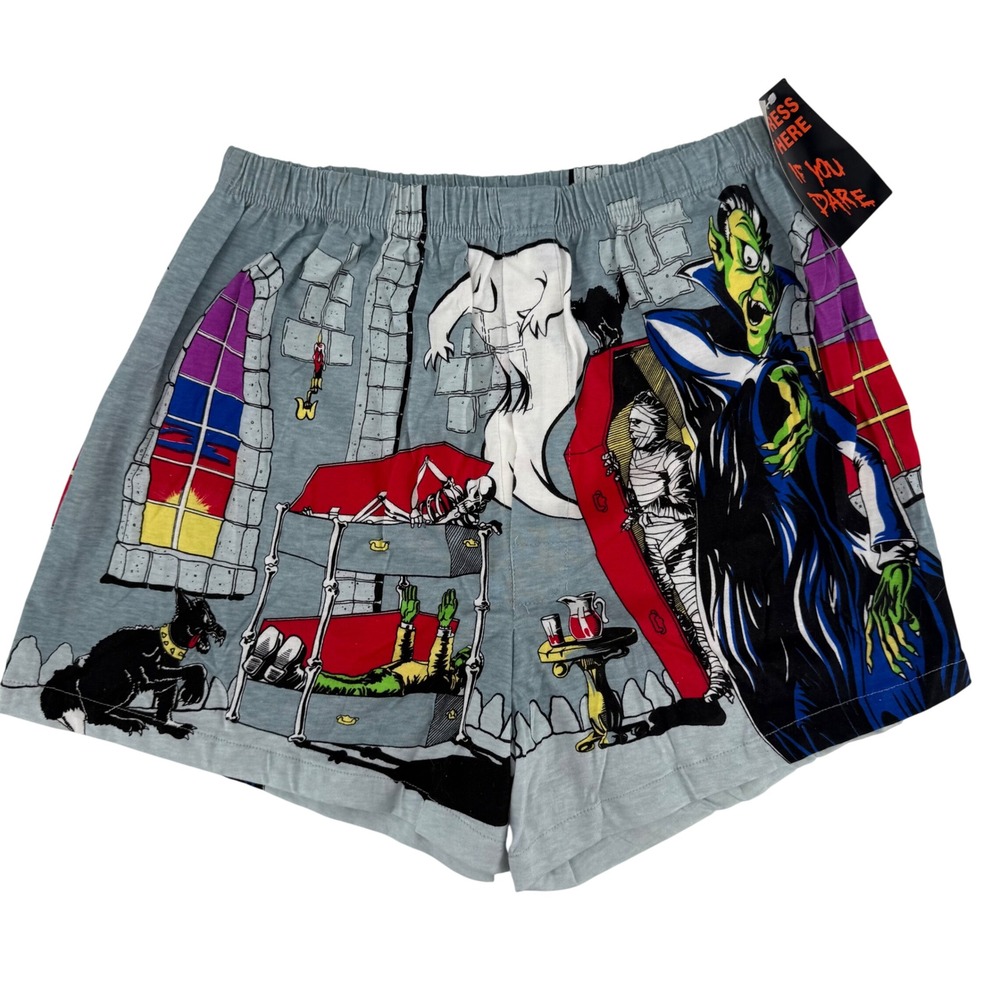 Vintage Daland Designs Haunted House Vampire Ghost Boxers Mens Medium NWT 90s